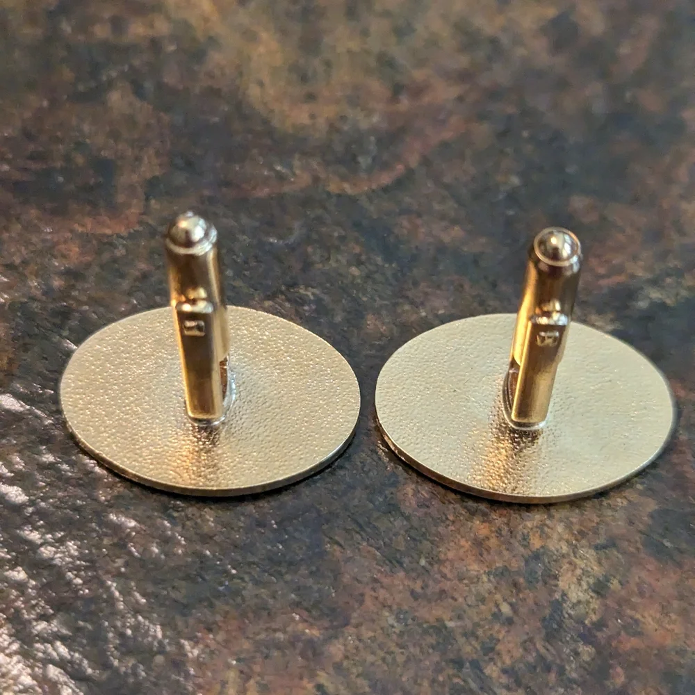 VTG Signed Avon White Gold Enameled Antique Old Model T Car Gold Tone Cufflinks